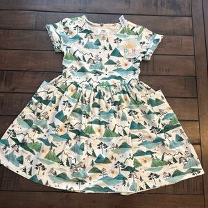 Little Sleepies Green and Blue Mountain Print Dress